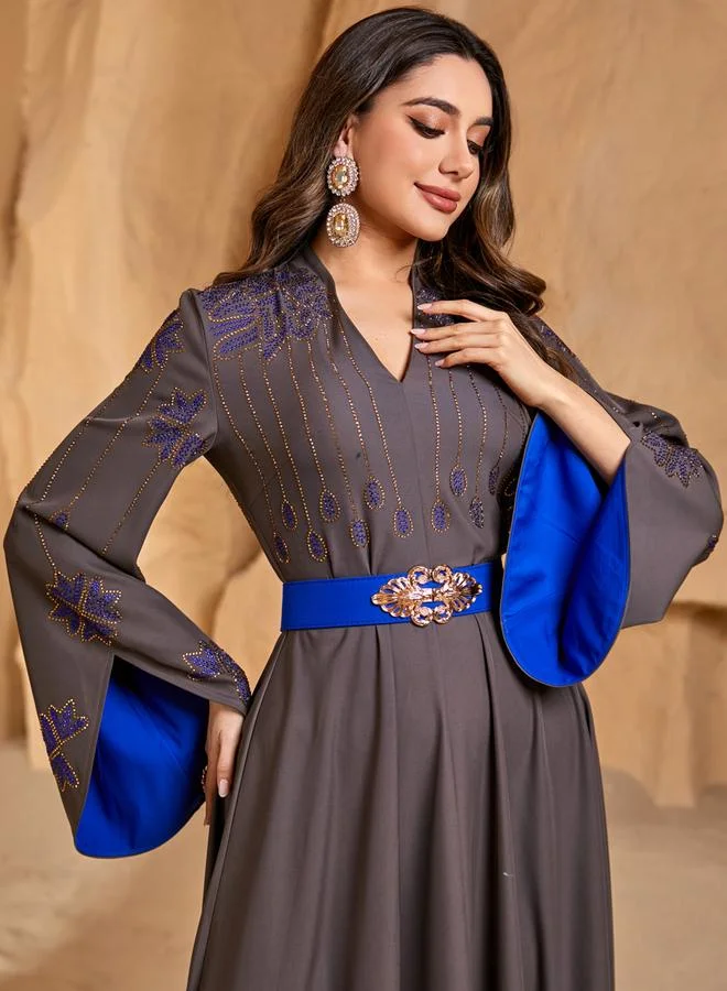 Take Two Women Embroidery Detail Belted A-Line Maxi Dress